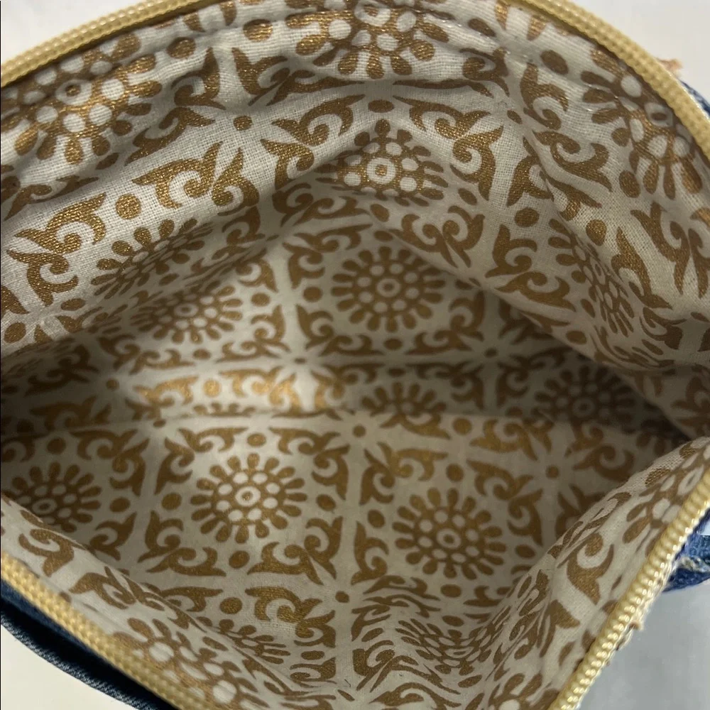 Handmade Blue and Tan Patchwork Clutch - Picture 7 of 7